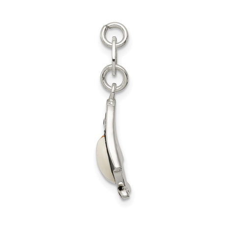 Sterling Silver Penguin Charm Pendant with Black, White, and Orange Enamel Detailing
