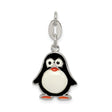 Sterling Silver Penguin Charm Pendant with Black, White, and Orange Enamel Detailing