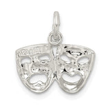 Comedy Tragedy Drama Masks Charm Pendant in Real 925 Sterling Silver