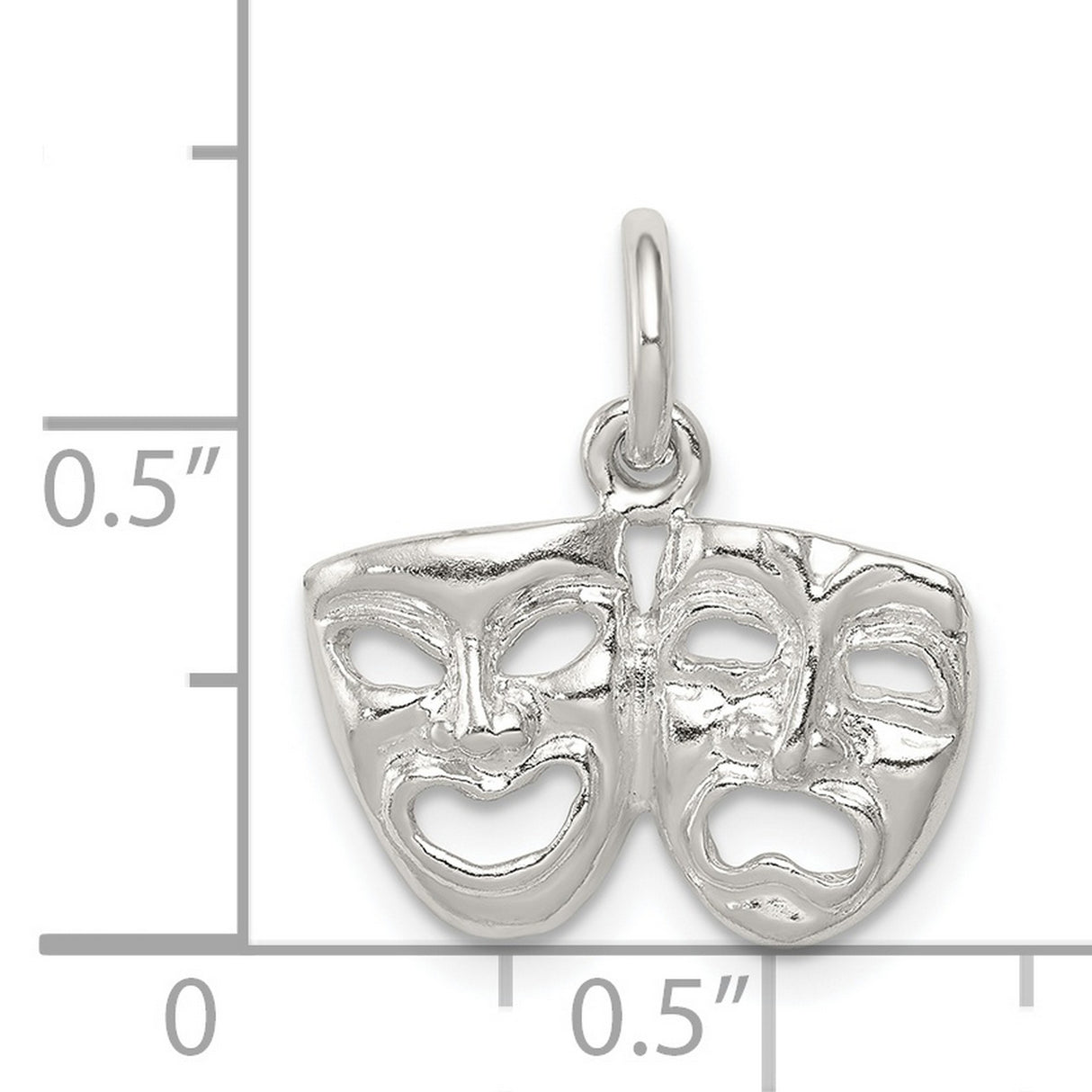 Comedy Tragedy Drama Masks Charm Pendant in Real 925 Sterling Silver