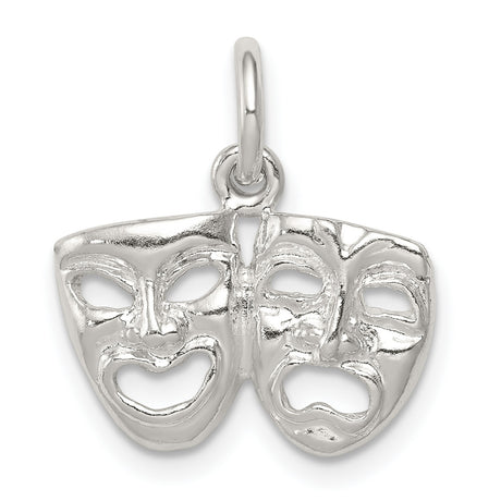 Sterling Silver Theater Pendant with Comedy and Tragedy Masks, Drama Symbol Design