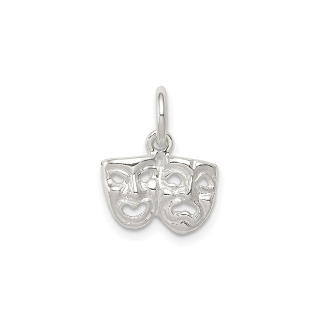 Sterling Silver Theater Pendant with Comedy and Tragedy Masks, Drama Charm