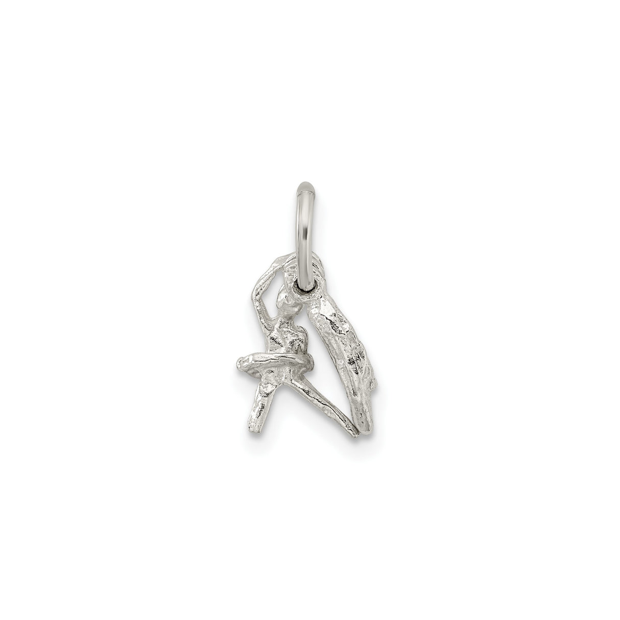 Sterling Silver Ballerina Charm Pendant with Pointe Shoes, Graceful Ballet Silhouette