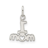 Sterling Silver Mom Pendant with Heart Symbol, Polished Family Tribute Jewelry