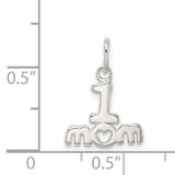 Sterling Silver Mom Pendant with Heart Symbol, Polished Family Tribute Jewelry