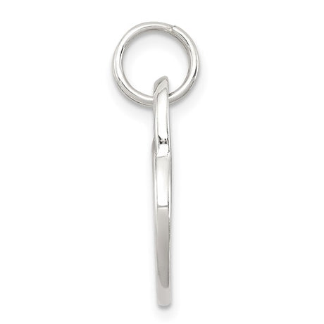 Polished MOM Heart Charm Pendant in Real 925 Sterling Silver