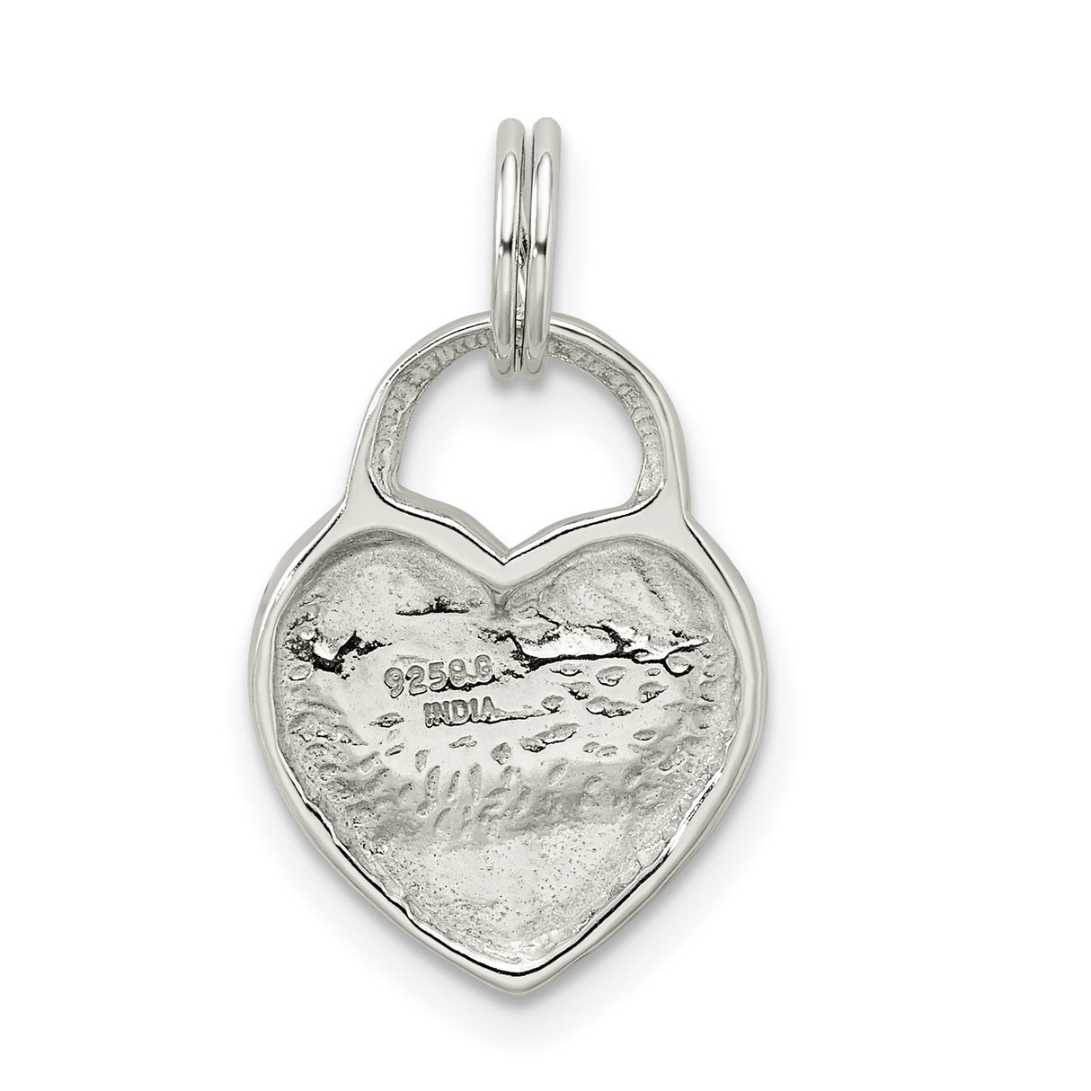 Polished MOM Heart Charm Pendant in Real 925 Sterling Silver