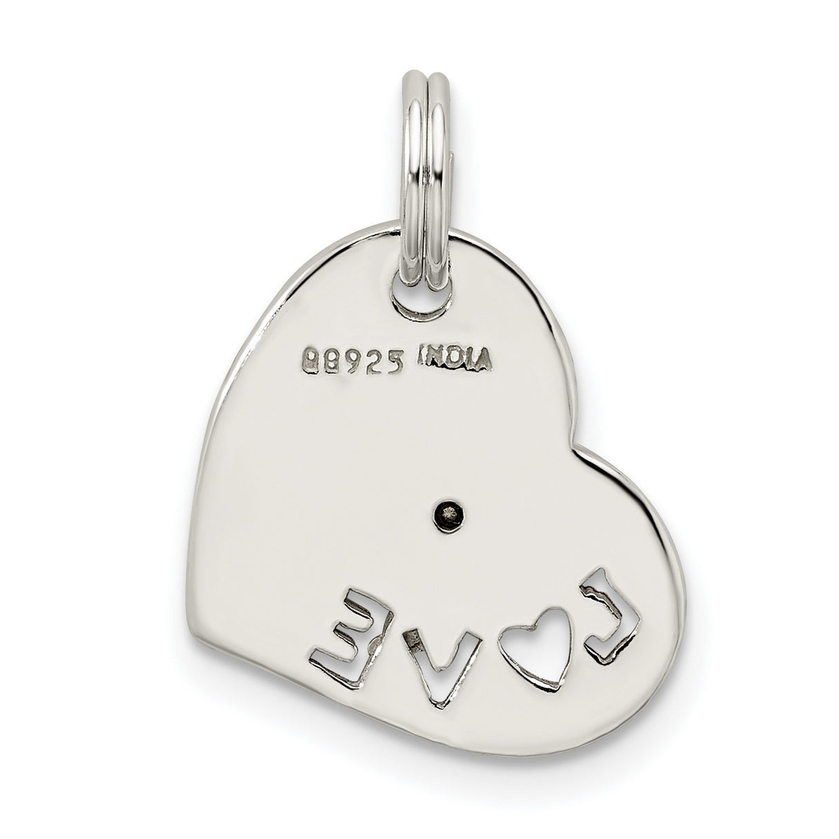 Sterling Silver Heart Shaped Pendant with Cubic Zirconia and LOVE Lettering