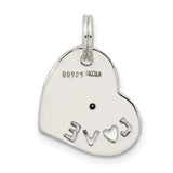 Sterling Silver Heart Shaped Pendant with Cubic Zirconia and LOVE Lettering