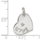 Sterling Silver Heart Shaped Pendant with Cubic Zirconia and LOVE Lettering