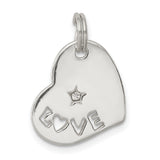 Sterling Silver Heart Shaped Pendant with Cubic Zirconia and LOVE Lettering