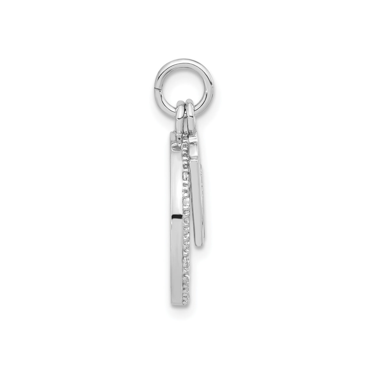 Sterling Silver Round Pendant with Cubic Zirconia, Heart Initial and Love Lettering Design