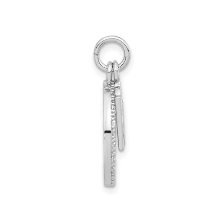 Sterling Silver Round Pendant with Cubic Zirconia, Heart Initial and Love Lettering Design