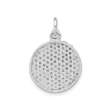 Sterling Silver Round Pendant with Cubic Zirconia, Heart Initial and Love Lettering Design