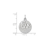 Sterling Silver Round Pendant with Cubic Zirconia, Heart Initial and Love Lettering Design