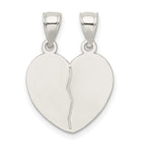 Polished Mini I Love You Break Apart Heart Charm Pendant in Real 925 Sterling Silver