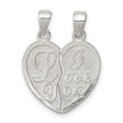 Polished Mini I Love You Break Apart Heart Charm Pendant in Real 925 Sterling Silver