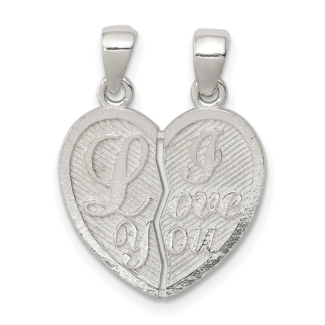 Polished Mini I Love You Break Apart Heart Charm Pendant in Real 925 Sterling Silver