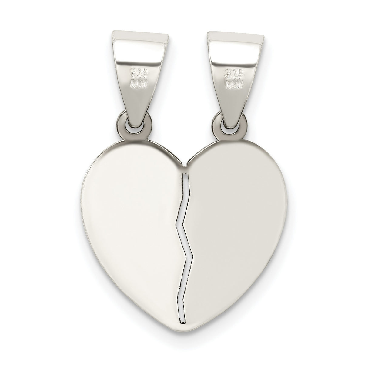 Sterling Silver Heart Shaped Breakable Pendant with I Love You Message, Couple Charm Jewelry