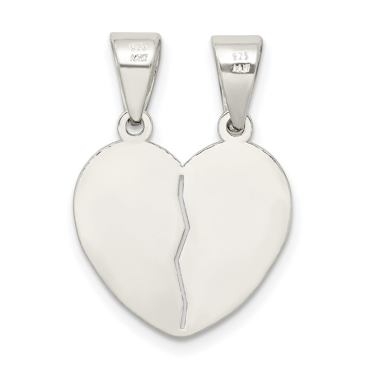 Sterling Silver Break Apart Heart Pendant with Te Amo Engraving, Romantic Couple Jewelry