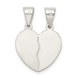 Sterling Silver Break Apart Heart Pendant with Te Amo Engraving, Romantic Couple Jewelry