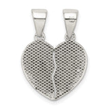 Antiqued Te Amo Break Apart Heart Charm Pendant in Real 925 Sterling Silver