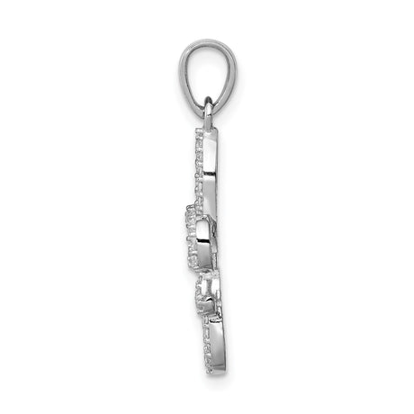 Sterling Silver Fleur-de-Lis Pendant with Cubic Zirconia, French Heritage Design for Women