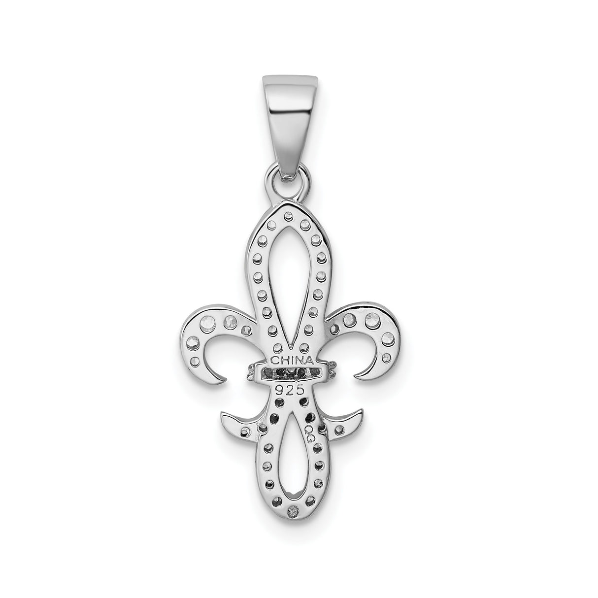 Sterling Silver Fleur-de-Lis Pendant with Cubic Zirconia, French Heritage Design for Women