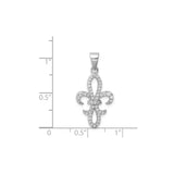 Sterling Silver Fleur-de-Lis Pendant with Cubic Zirconia, French Heritage Design for Women