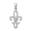 Sterling Silver Fleur-de-Lis Pendant with Cubic Zirconia, French Heritage Design for Women