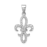 Sterling Silver Fleur-de-Lis Pendant with Cubic Zirconia, French Heritage Design for Women