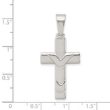 Sterling Silver Cross Pendant with Polished Finish and Textured Modern Design