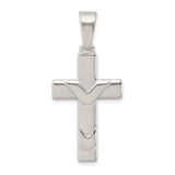 Sterling Silver Cross Pendant with Polished Finish and Textured Modern Design