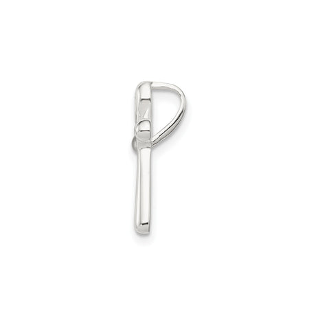 Sterling Silver Cross Pendant with Diamond Accent, Minimalist Tapered Design