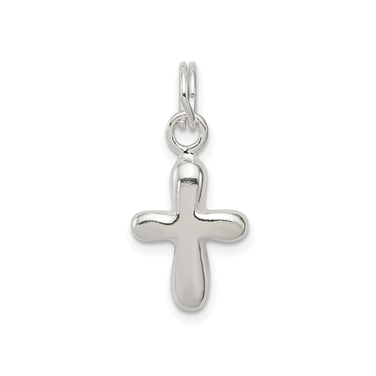 Sterling Silver Cross Pendant with Mirror Finish, Sleek Modern Faith Design for Men and Women