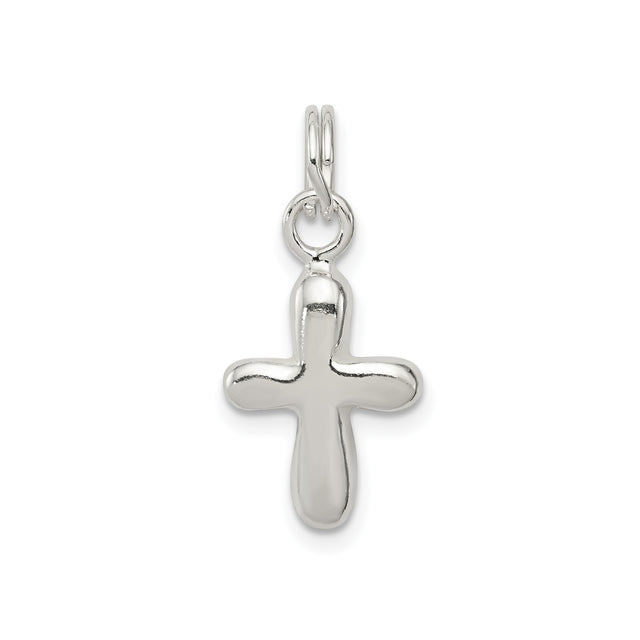 Sterling Silver Cross Pendant with Mirror Finish, Sleek Modern Faith Design for Men and Women