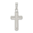 Sterling Silver Cross Pendant with Polished Beveled Edges, Minimalist Religious Design