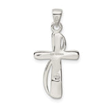 Sterling Silver Cross Pendant with Infinity Design and Rounded Edges for Men and Women