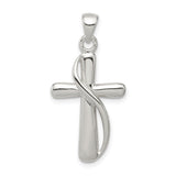 Sterling Silver Cross Pendant with Infinity Design and Rounded Edges for Men and Women