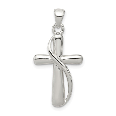 Sterling Silver Cross Pendant with Infinity Design and Rounded Edges for Men and Women