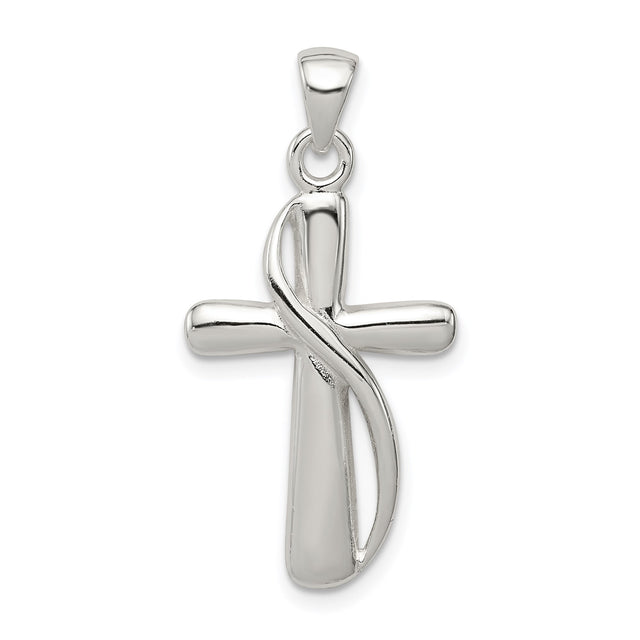 Sterling Silver Cross Pendant with Infinity Design and Rounded Edges for Men and Women