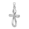 Sterling Silver Cross Pendant with Mirror Finish, Looped Modern Design, Unisex Faith Jewelry