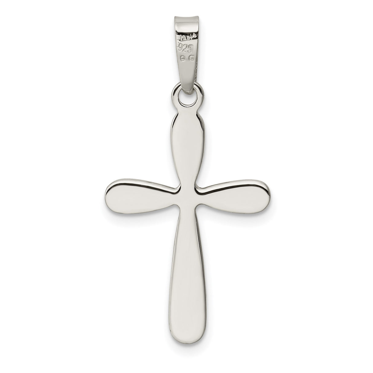 Sterling Silver Cross Pendant, Polished Religious Charm, Minimalist Spiritual Jewelry