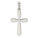 Sterling Silver Cross Pendant, Polished Religious Charm, Minimalist Spiritual Jewelry