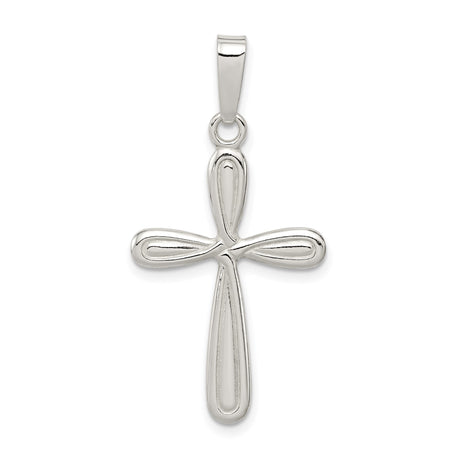 Sterling Silver Cross Pendant, Polished Religious Charm, Minimalist Spiritual Jewelry