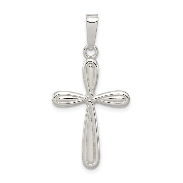 Sterling Silver Cross Pendant, Polished Religious Charm, Minimalist Spiritual Jewelry