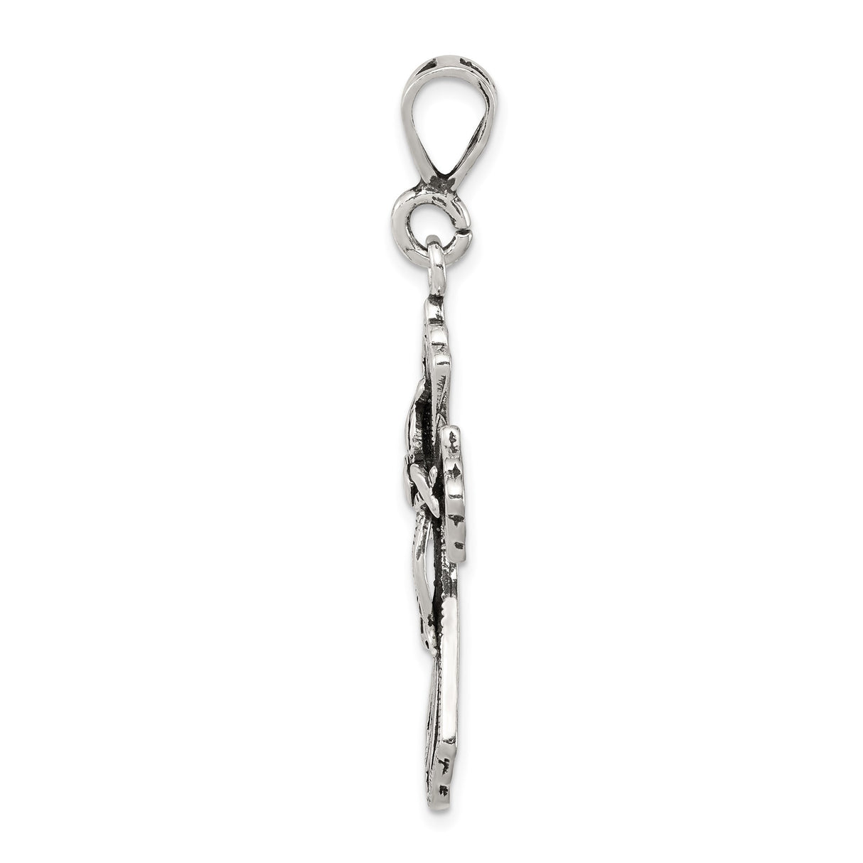 Sterling Silver Faith Pendant with Diamond Accent and Gothic Cross Design