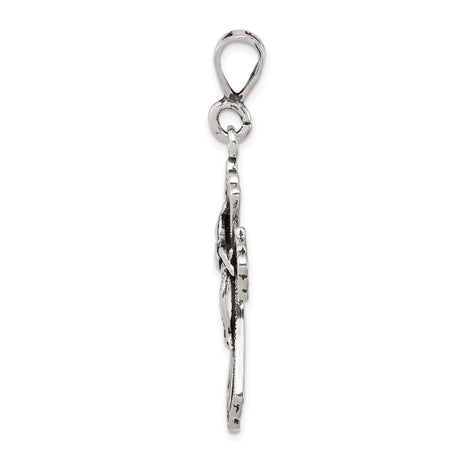 Sterling Silver Faith Pendant with Diamond Accent and Gothic Cross Design