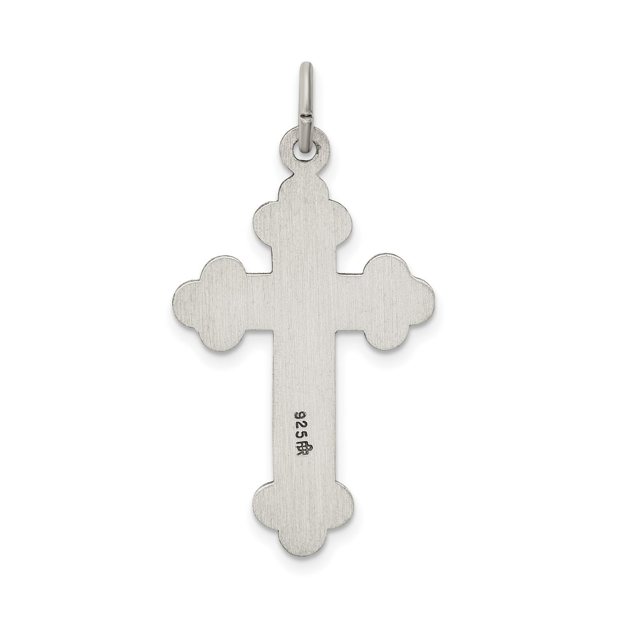 Antiqued, Textured and Brushed Latin Cross Charm Pendant in Real 925 Sterling Silver