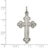 Antiqued, Textured and Brushed Latin Cross Charm Pendant in Real 925 Sterling Silver